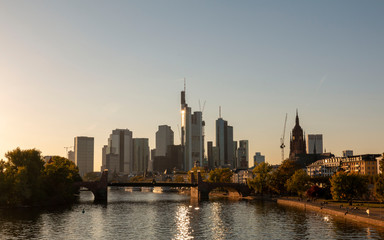 Fototapeta na wymiar City of Frankfurt, Germany. Frankfurt am Main Germany Sunset. View of Frankfurt am Main skyline.