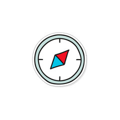 Compass vector icon on white background. Hand drawn sticker.