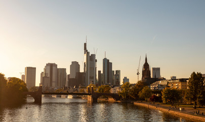 Fototapeta na wymiar City of Frankfurt, Germany. Frankfurt am Main Germany Sunset. View of Frankfurt am Main skyline.