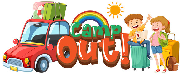 Font design for word camp out with kids on vacation