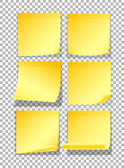 Six yellow papers on the wall