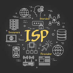 Vector black linear Internet Service Provider Concept