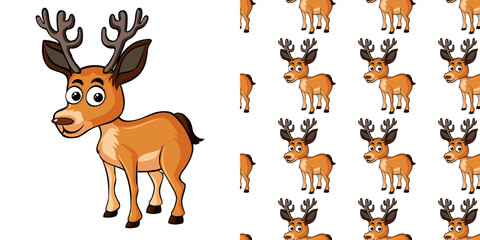 Seamless background design with little deer