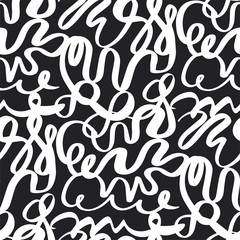 Black and white curvy brush stroke waves pattern
