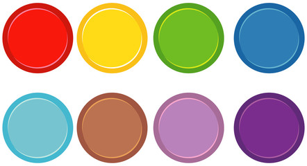 Round circles in different colors on white background