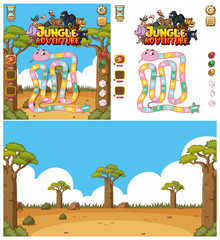 Background design for computer game with animals in the field