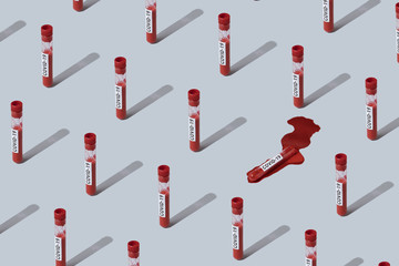 Pattern made of COVID-19 tests and laboratory samples of blood testing for diagnosis new Corona virus infection(novel corona virus disease). Pandemic infectious concept.