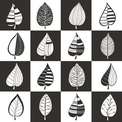 Pattern with abstract stylized leaves in square