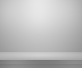 Empty studio product display white. background & copy space. perspective studio photography stand.banner mock up space for showcase product.empty countertop backdrop business presentation, 3d render