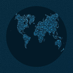 World map connection. Van Der Grinten 2 projection. World Network. Beautiful connections map. Vector illustration.