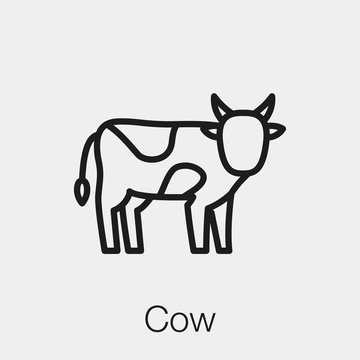 cow icon vector. Linear style sign for mobile concept and web design. cow symbol illustration. Pixel vector graphics - Vector.