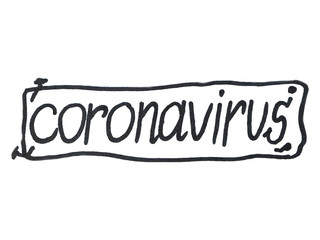 Marker drawing. Lettering, Coronavirus. World mandate