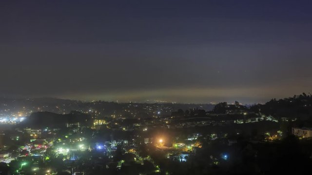 High angle night time lapse of the Newton Park area of Los Angeles