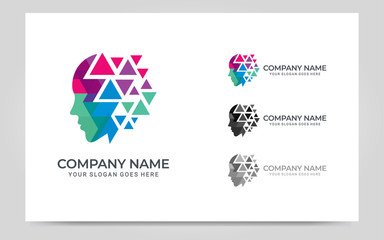 People abstract head logo.Modern human face graphic illustration.