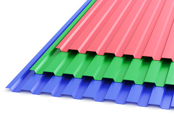 Red, green and blue metal profile sheet