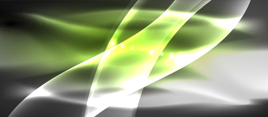 Abstract background. Shiny design neon waves with light effects, techno trendy design. Vector Illustration For Wallpaper, Banner, Background, Card, Book Illustration, landing page