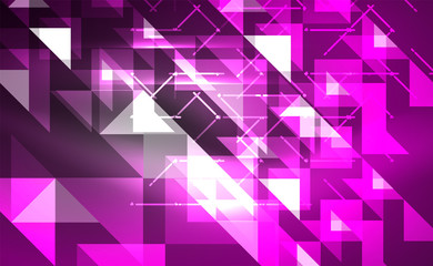Abstract background, mosaic triangle pattern with transparent effects on glowing neon shiny backdrop. Vector Illustration For Wallpaper, Banner, Background, Card, Book Illustration, landing page