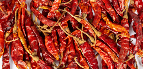 The texture and background of dried chillies.