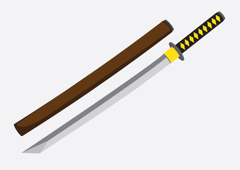 Japanese Samurai Sword Vector Illustration
