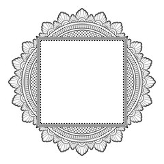 Decorative monochrome pattern in ethnic oriental style for greeting card, invitation, announcement or coloring book page