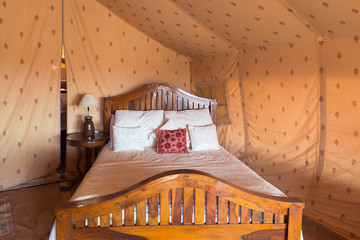 Bed in luxury tent in jodhpur Rajasthan India