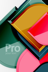 Glossy glass squares with round elements geometric composition. Abstract geometric background with 3d effect composition For Wallpaper, Banner, Background, Card, Book Illustration, landing page