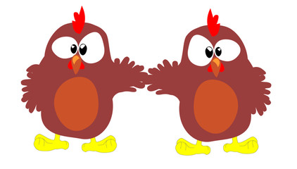 Funny cartoon birds holding hands