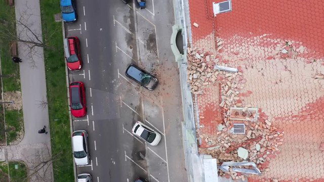 Earthquake in Zagreb, during COVID19 Corona Virus - Aerial footage