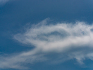 Blue sky background with white clouds.