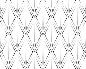 Art Deco isolated silver seamless pattern. Art deco rhombuses pattern on a white background. Stock vector seamless pattern. Art Deco for textile, packaging, background, cover, etc. Eps 10