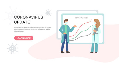 Coronavirus Epidemic (2019-nCoV). Wuhan virus disease, infections, Covid-19 cases update infographic and doctor characters. Vector concept of respiratory virus statistic, coronavirus quarantine...