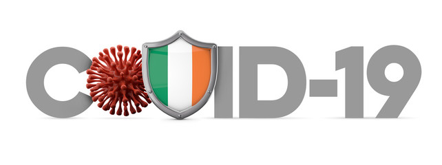 Ireland Covid-19 coronavirus protective shield . 3D Render