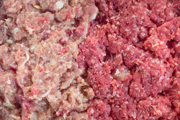 Minced meat from pork and beef