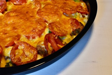 oven dish with melted cheese pasta bake meal 