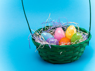 Happy Easter. Congratulatory easter background. Easter eggs. concept of the Holy Easter holiday