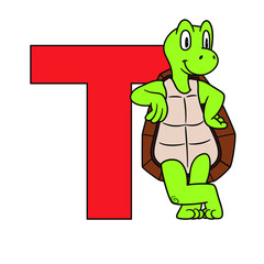 Animal alphabet. capital letter . Vector illustration. For pre school education, kindergarten and foreign language learning for kids and children. For print and books, zoo topic.
