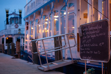 Information board for trip on an old paddle wheel steamer