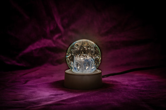 Close up of an Illuminated crystal ball