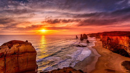 The twelve (12) Apostels, a rock formation at the Grand Ocean Road in New South Wales (NSW),...