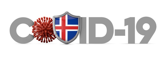 Obraz premium Iceland Covid-19 coronavirus protective shield . 3D Render