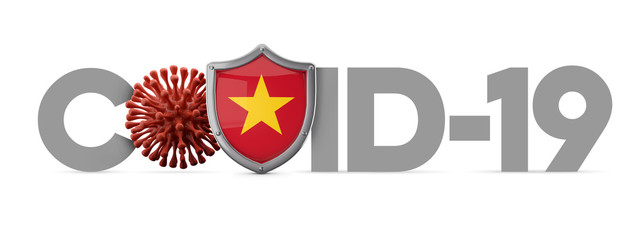 Obraz premium Vietnam Covid-19 coronavirus protective shield . 3D Render