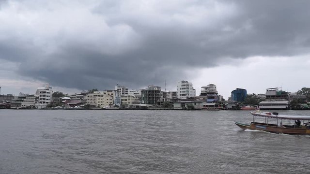 Long tail motor on The Chao Phraya river. Saturday 20 October,2018. Bangkok Thailand