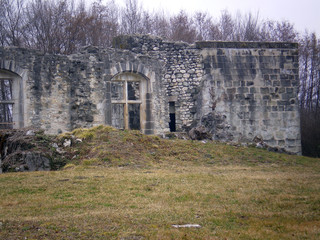 Le Bourget du lac, France - March 3th 2009 : Focus on the ruins inside the Castle of Guillaume II,...