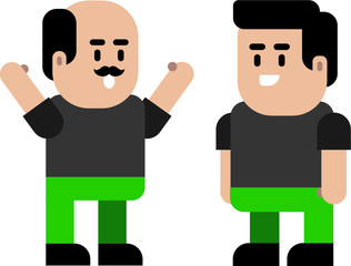 Two Character Talk, Two Character Surprised Grandfather and Simple Man Talk