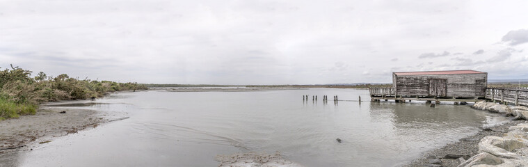 Fototapeta premium Okarito lagoon and wharf, West Coast, New Zealand