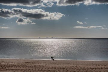 Fototapeta na wymiar Hjerting Beach in Esbjerg at a sunny spring day, Denmark