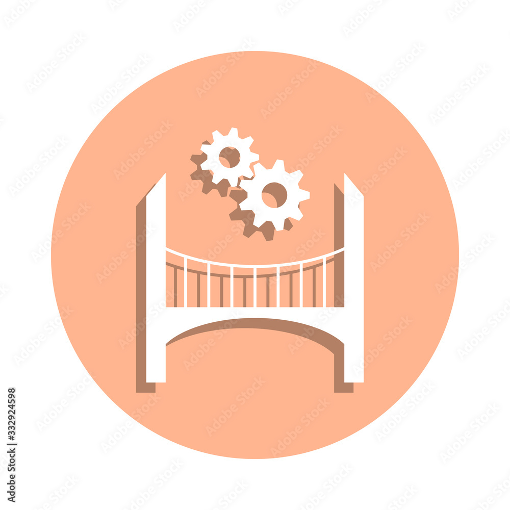 Poster bridge and mechanism badge icon. simple glyph, flat vector of engineering icons for ui and ux, websi