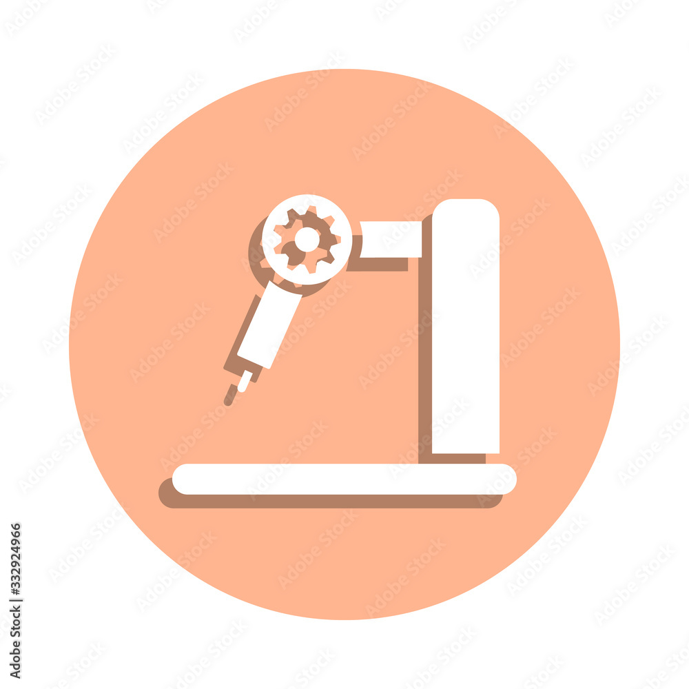 Poster production robot badge icon. simple glyph, flat vector of engineering icons for ui and ux, website o