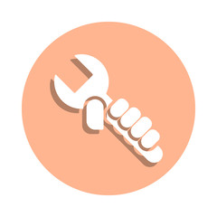 Hand and spanner badge icon. Simple glyph, flat vector of engineering icons for ui and ux, website or mobile application