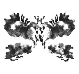 Rorschach test ink blot illustration. Psychological test. Silhouette of black butterfly isolated. 